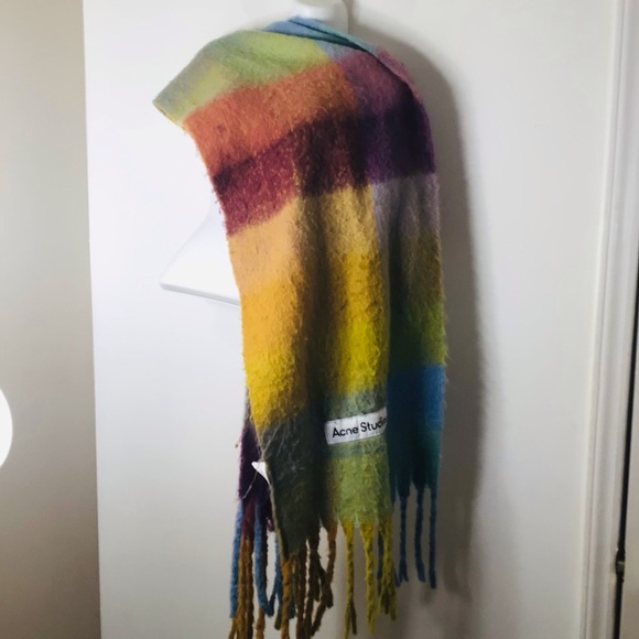 Acne Studios Accessories - Acne studios scarf blanket women multicolor fringe
Striped Wool Scarf in Earth